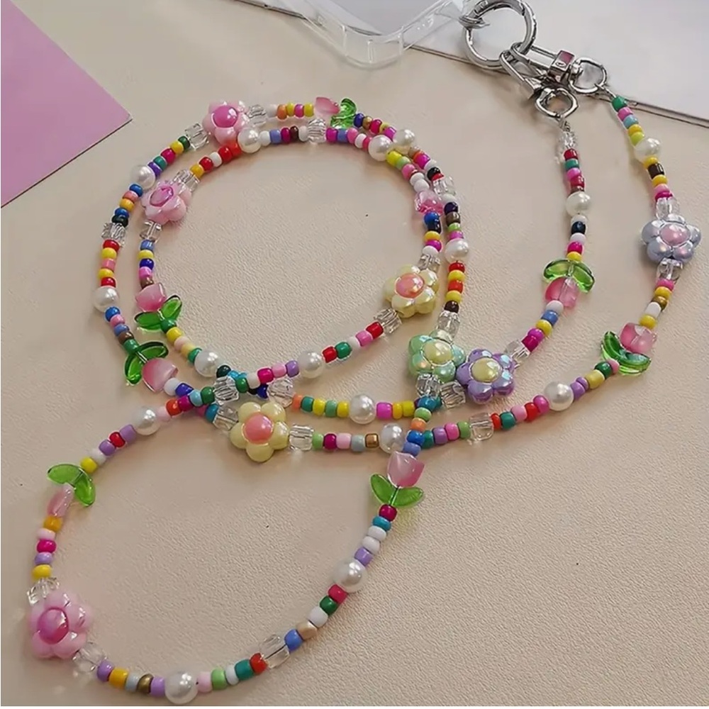Y2K Colorful Beaded Crossbody Phone chain lanyard or use on bag